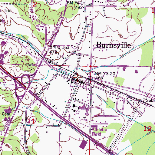 Topographic Map of Burnsville, MS