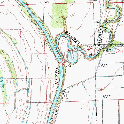 Topographic Map of Burrell Bayou, MS