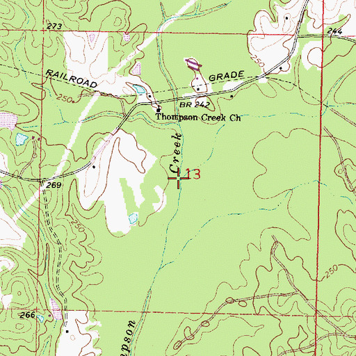 Topographic Map of Burro Spring Branch, MS