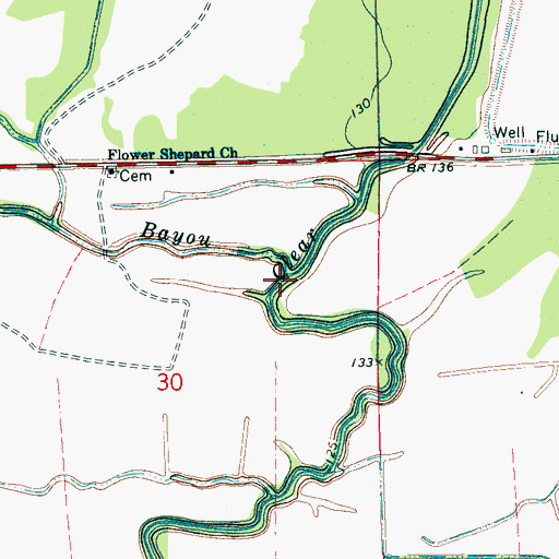 Topographic Map of Burrus Bayou, MS