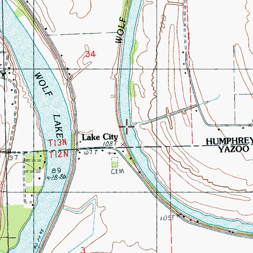 Topographic Map of Burrus Line School, MS