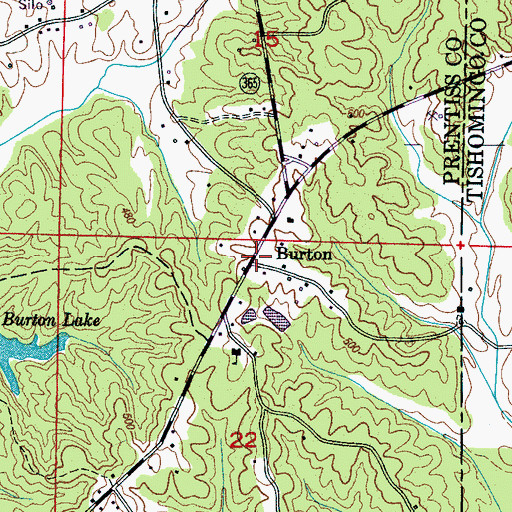 Topographic Map of Burton, MS