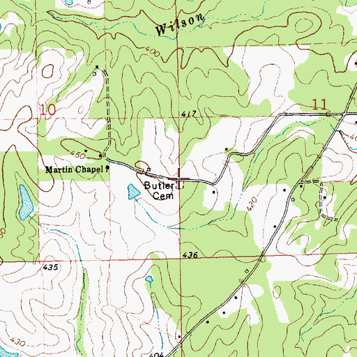 Topographic Map of Butler Cemetery, MS