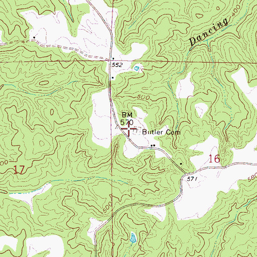 Topographic Map of Butler Cemetery, MS