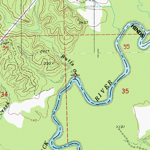 Topographic Map of Butts Creek, MS