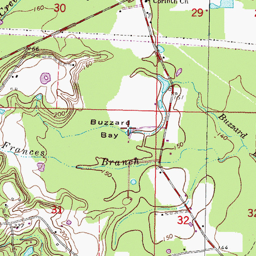 Topographic Map of Buzzard Bay, MS