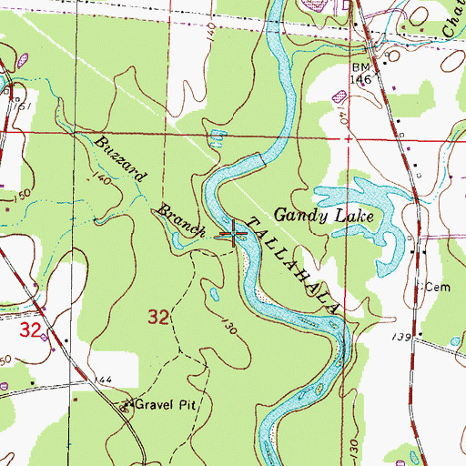 Topographic Map of Buzzard Branch, MS