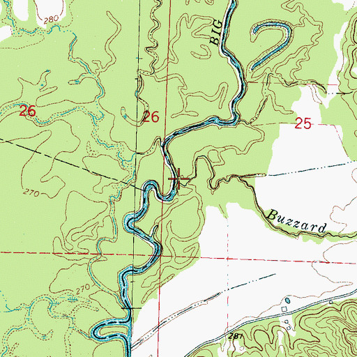 Topographic Map of Buzzard Creek, MS
