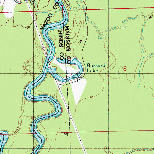 Topographic Map of Buzzard Lake, MS