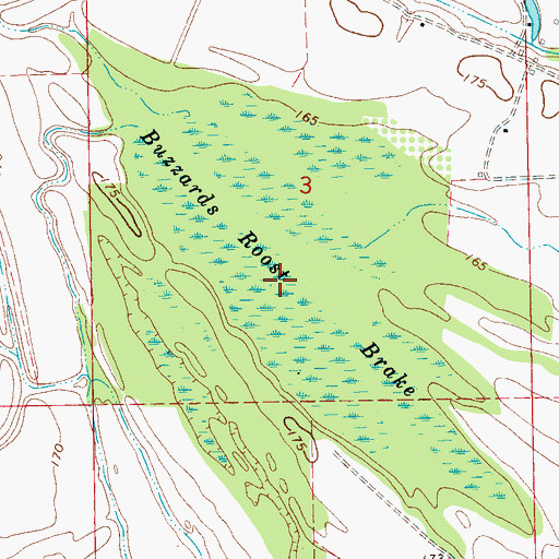 Topographic Map of Buzzards Roost Brake, MS