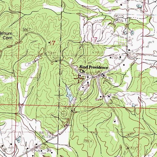 Topographic Map of Bynum School, MS