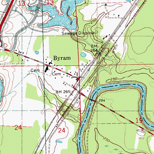 Topographic Map of Byram, MS