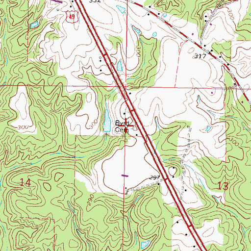 Topographic Map of Byrd Cemetery, MS