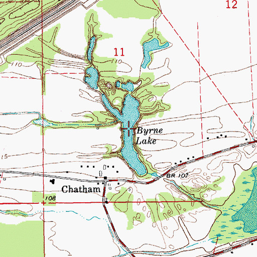 Topographic Map of Byrne Lake, MS