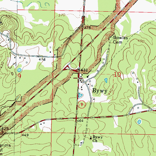 Topographic Map of Bywy, MS