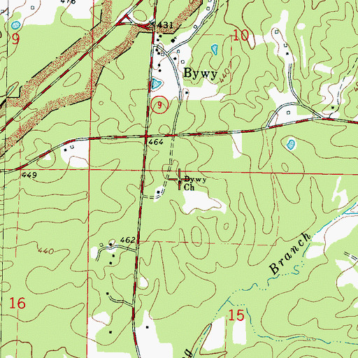 Topographic Map of Bywy Church, MS