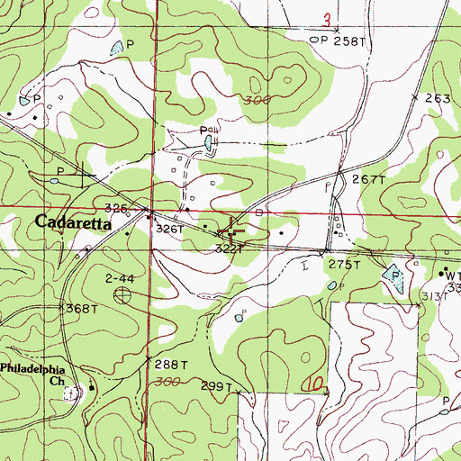 Topographic Map of Cadaretta, MS