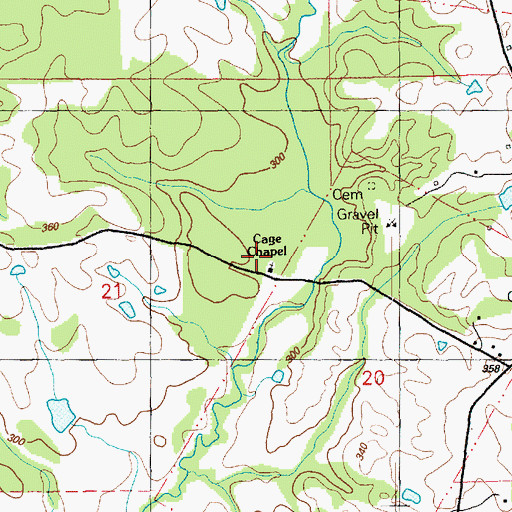 Topographic Map of Cage Chapel, MS
