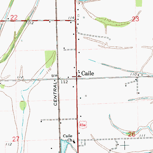 Topographic Map of Caile, MS