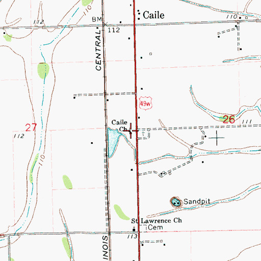 Topographic Map of Caile Church, MS