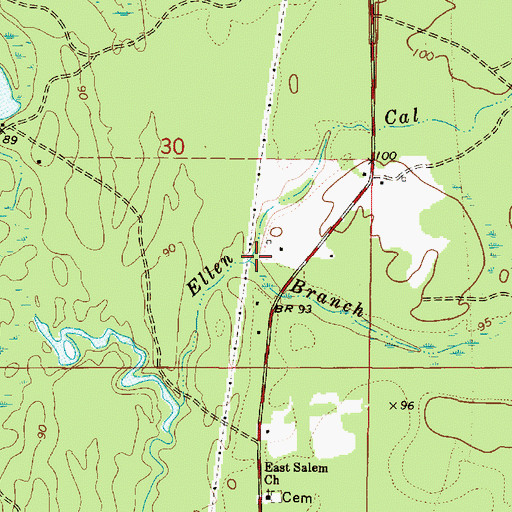Topographic Map of Cal Branch, MS