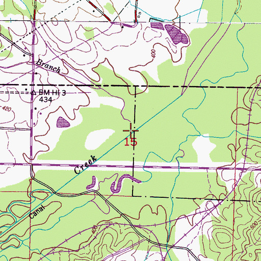 Topographic Map of Calahan Branch, MS