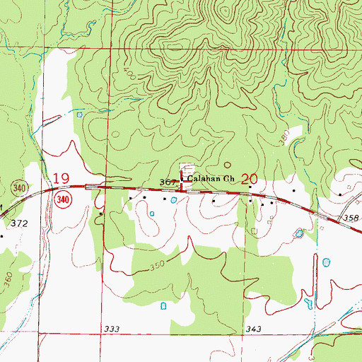 Topographic Map of Calahan Church, MS