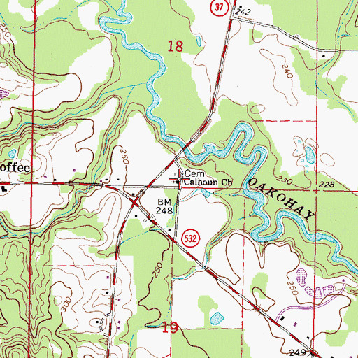 Topographic Map of Calhoun Baptist Church, MS