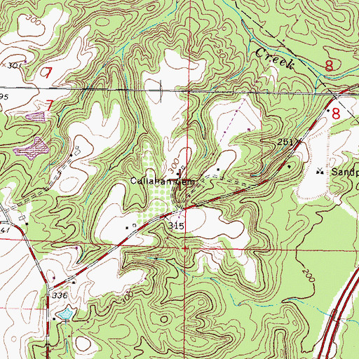 Topographic Map of Callahan Cemetery, MS