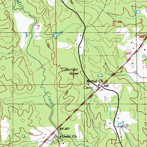 Topographic Map of Callender Cemetery, MS