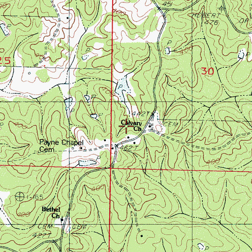 Topographic Map of Calvary Cemetery, MS