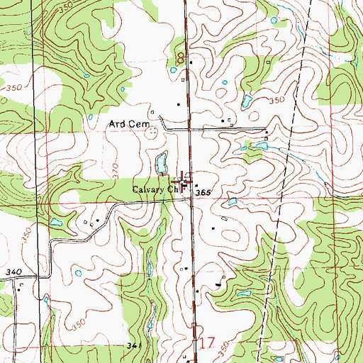 Topographic Map of Calvary Baptist Church, MS