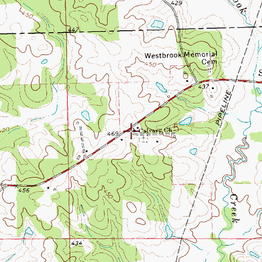 Topographic Map of Calvary Church, MS