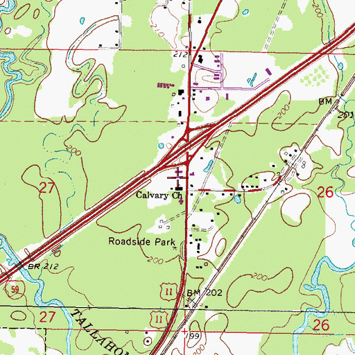 Topographic Map of Calvary Church, MS