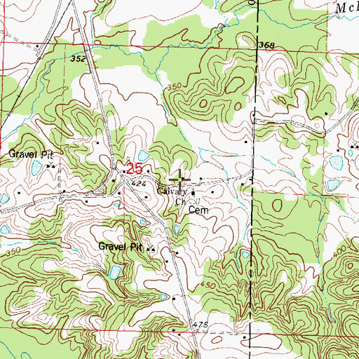 Topographic Map of Calvary Church, MS