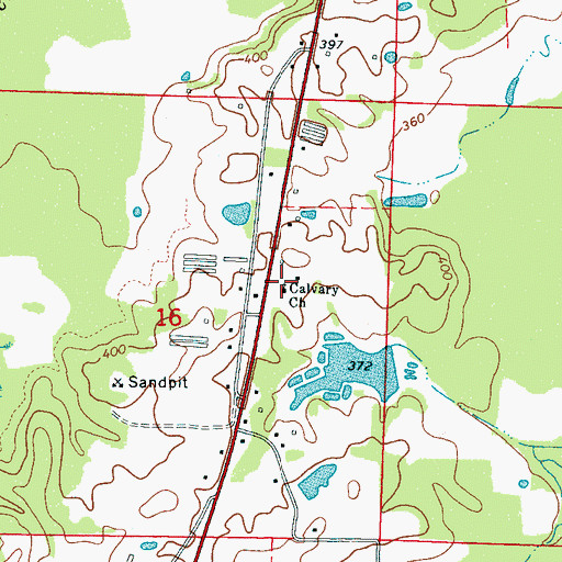 Topographic Map of Calvary Church, MS