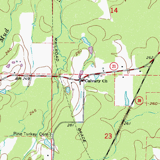 Topographic Map of Calvary Church, MS