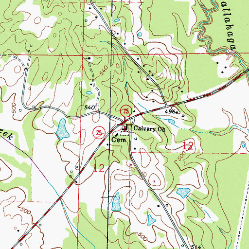 Topographic Map of Calvary Church, MS