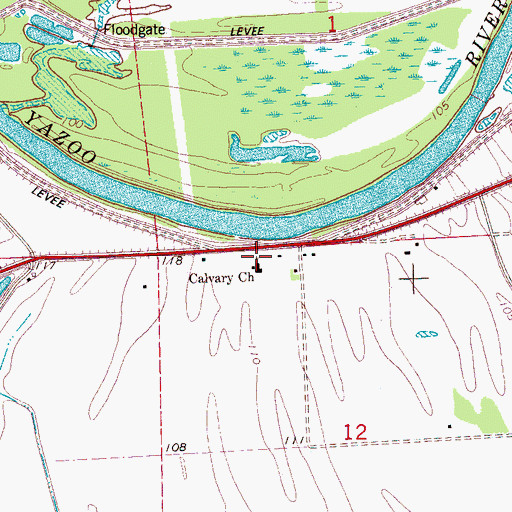 Topographic Map of Calvary Church, MS
