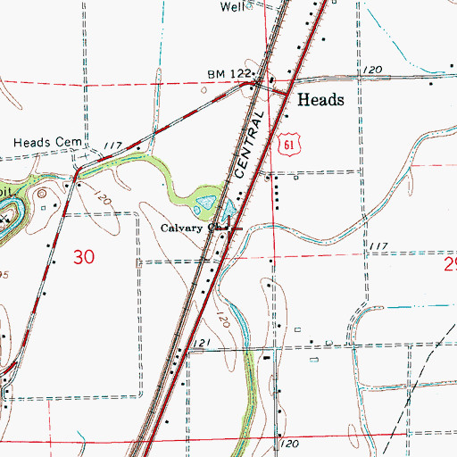 Topographic Map of Calvary Church, MS