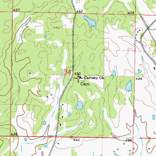 Topographic Map of Calvary Church, MS
