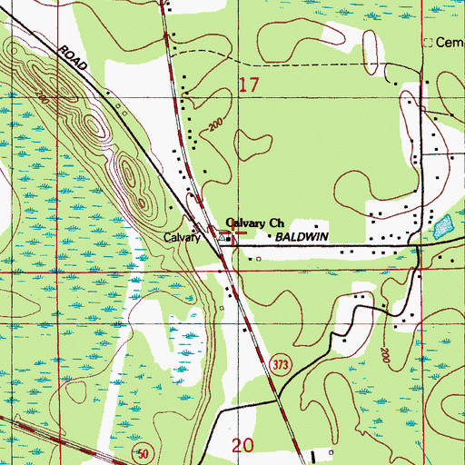 Topographic Map of Calvary Church, MS