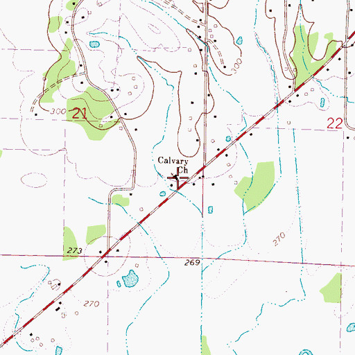 Topographic Map of Calvary Church, MS