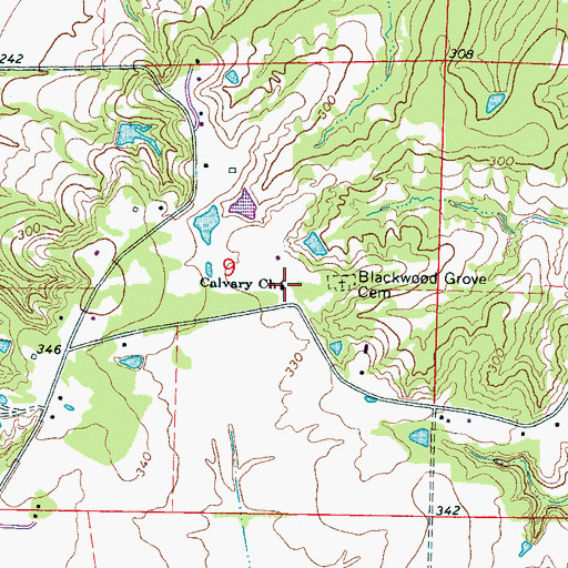 Topographic Map of Calvary Baptist Church, MS
