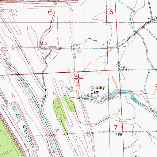 Topographic Map of Calvary Church, MS