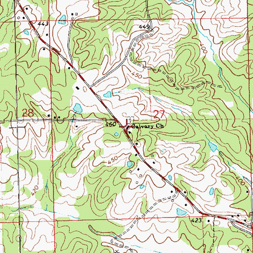 Topographic Map of Calvary Church, MS