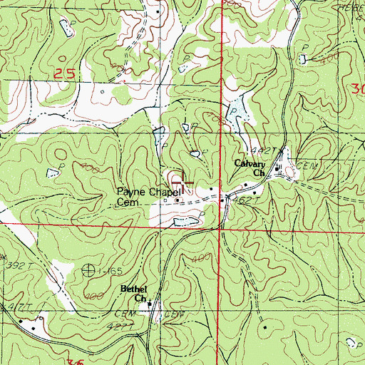 Topographic Map of Calvary School, MS