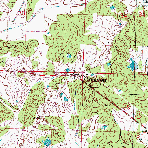 Topographic Map of Cameron, MS
