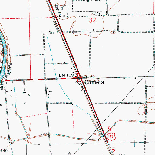 Topographic Map of Cameta, MS