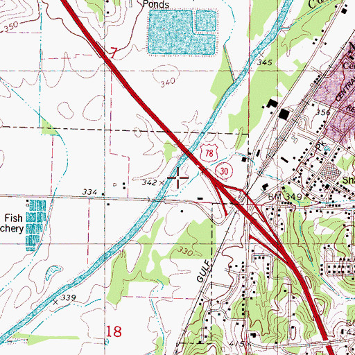 Topographic Map of Camp Branch, MS